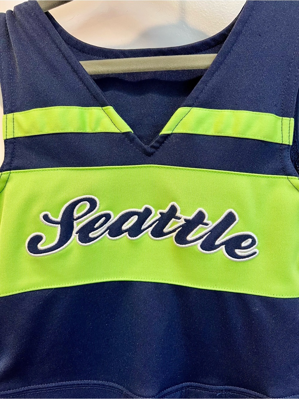 Seattle Seahawks Football Kids' Cheer Dress - Navy & Neon Green Size Small / 4 - Picture 2 of 5